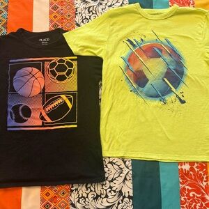 🌹🌹”The Children's Place” Black and Yellow Sports Graphic Tees